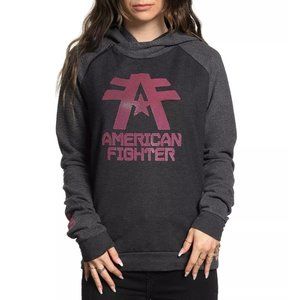 American Fighter Women's Black and Pink Hoodie